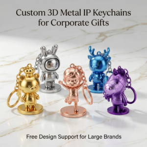 3D Doll Figure Shaped Custom Metal Keychain IP Cartoon Character Key Chain Professional Zinc Alloy 3D Crafts Custom Free Desgin