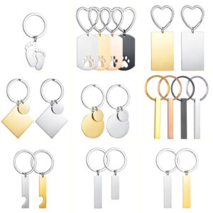 Blank Custom Metal Keychain - Round/Rectangle/Any Shape Laser/UV Custom Text logo Slogan Printing & Engraving for Souvenir Gift
