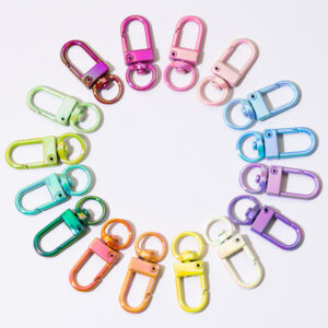 Baked Enamel Finish Colourful Spring Buckle Keychain DIY Accessories Alloy Connecting Ring Metal Lobster Claw Spring Keychain