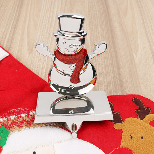 Christmas Snowman Stocking Holder Decoration 3D Reindeer Metal Zinc Alloy Stocking Holder-4