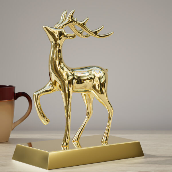 Custom 3D Deer Metal Craft Modern Luxury Zinc Alloy Deer Ornament for Office Home Creative Casting Model Elegant Armour Design-1