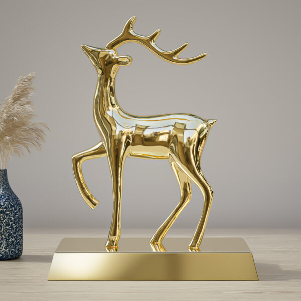 Custom 3D Deer Metal Craft Modern Luxury Zinc Alloy Deer Ornament for Office Home Creative Casting Model Elegant Armour Design-5