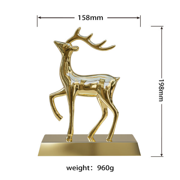 Custom 3D Deer Metal Craft Modern Luxury Zinc Alloy Deer Ornament for Office Home Creative Casting Model Elegant Armour Design-6