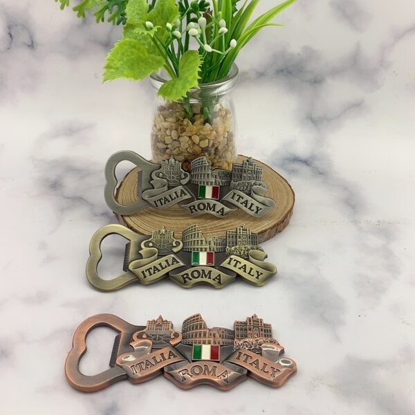 Custom Beer opener Magnetic Metal Italy Rome Tourist Souvenir Fridge Magnet Bottle Opener-3