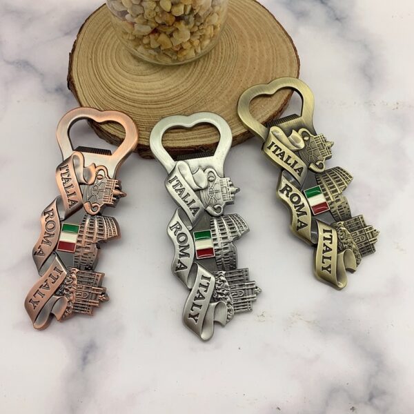Custom Beer opener Magnetic Metal Italy Rome Tourist Souvenir Fridge Magnet Bottle Opener-5
