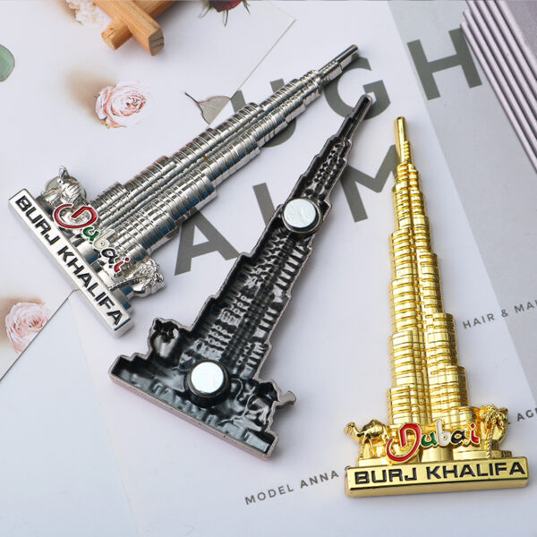 Custom Metal Dubai Burj Khalifa Fridge Magnets City Tourist Souvenirs Refrigerator Magnet-2