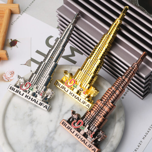 Custom Metal Dubai Burj Khalifa Fridge Magnets City Tourist Souvenirs Refrigerator Magnet-3