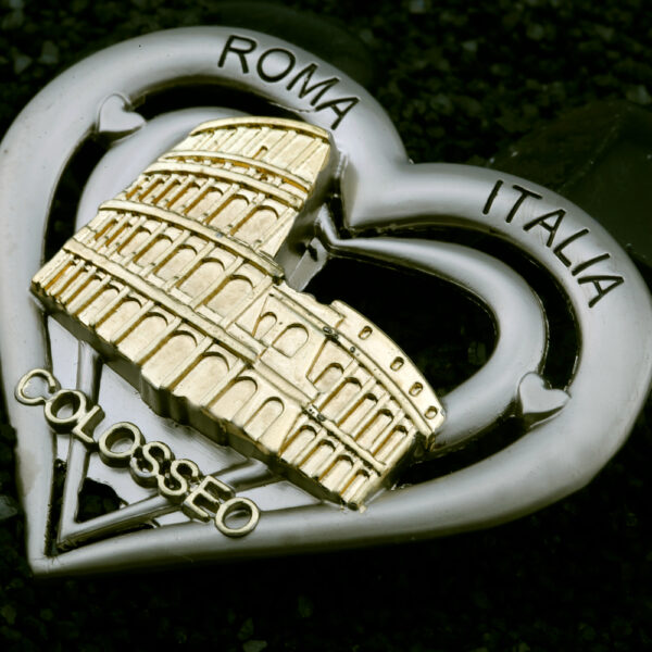 Custom Zinc Alloy Heart Shape City Tourist Souvenir Double Color Metal 3D Fridge Magnet-1