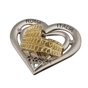 Custom Zinc Alloy Heart Shape City Tourist Souvenir Double Color Metal 3D Fridge Magnet-3