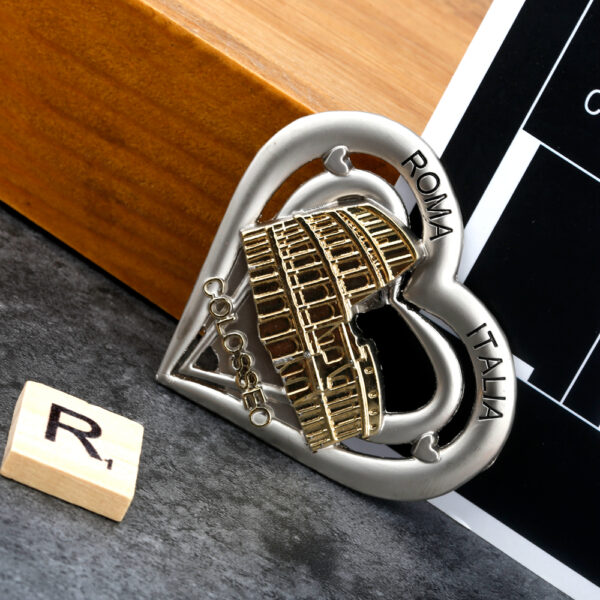 Custom Zinc Alloy Heart Shape City Tourist Souvenir Double Color Metal 3D Fridge Magnet-5