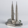 Customized Silver Petronas Twin Towers 3D Building Model Enamel Die-Cast Alloy with Plating Painting Malaysian Souvenir-1