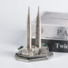 Customized Silver Petronas Twin Towers 3D Building Model Enamel Die-Cast Alloy with Plating Painting Malaysian Souvenir