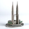 Customized Silver Petronas Twin Towers 3D Building Model Enamel Die-Cast Alloy with Plating Painting Malaysian Souvenir-2