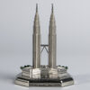 Customized Silver Petronas Twin Towers 3D Building Model Enamel Die-Cast Alloy with Plating Painting Malaysian Souvenir-3