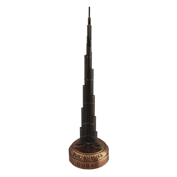 Directly Supplier Customized 3D Building Plated Antique Copper Dubai Souvenir Metal Burj Khalifa Tower 3D Model Building-3