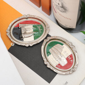 Kingtop Souvenir Rome Fridge Magnet Metal Enamel Embossed Oval Refrigerator Magnet Gift-1