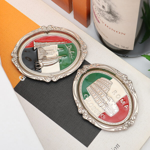 Kingtop Souvenir Rome Fridge Magnet Metal Enamel Embossed Oval Refrigerator Magnet Gift-1