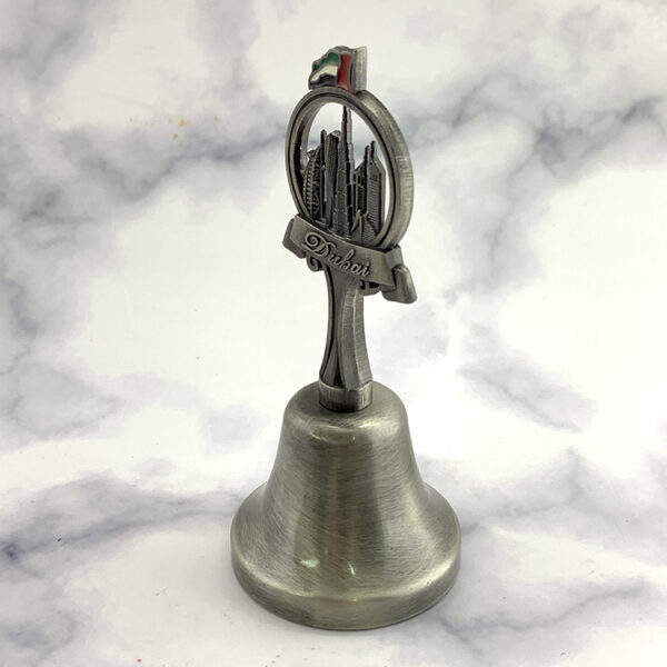 Manufactory Wholesale Custom Dubai Souvenir skyscrapers Handheld Dinner Bell Metal Table Call Dinner Bell-1