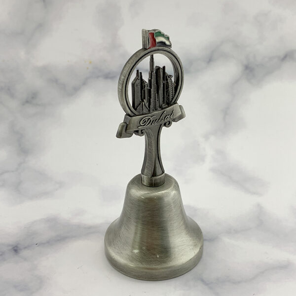 Manufactory Wholesale Custom Dubai Souvenir skyscrapers Handheld Dinner Bell Metal Table Call Dinner Bell-2