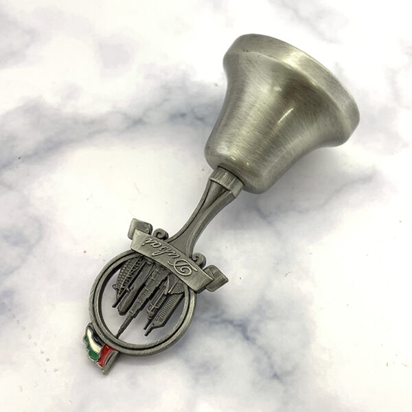 Manufactory Wholesale Custom Dubai Souvenir skyscrapers Handheld Dinner Bell Metal Table Call Dinner Bell-4