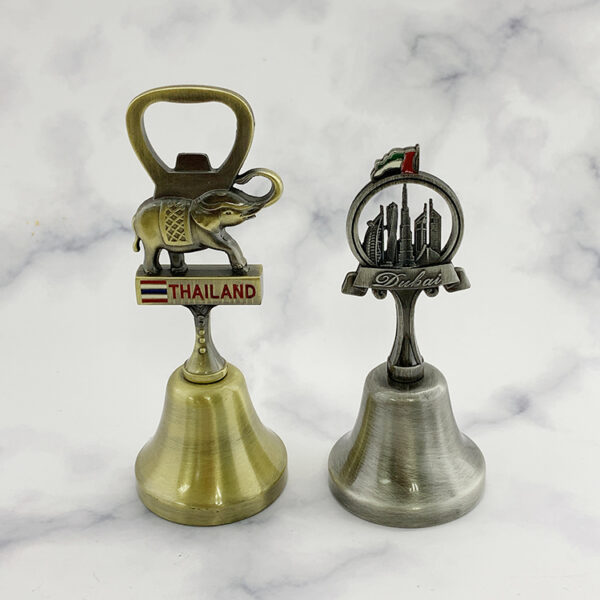 Manufactory Wholesale Custom Dubai Souvenir skyscrapers Handheld Dinner Bell Metal Table Call Dinner Bell-5