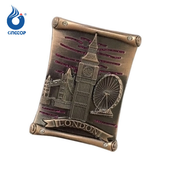 Round London embossed buildings metal fridge magnets-2