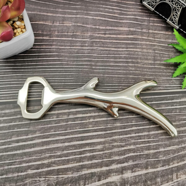 custom Christmas silver reindeer antler deer horn shape metal beer bottle opener-5