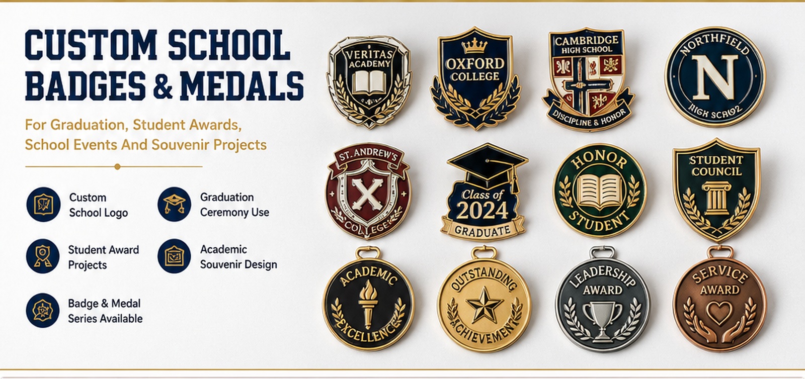 Custom School Badges and Academic Pins