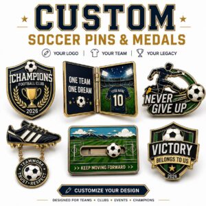 Custom soccer football metal gifts and enamel pins
