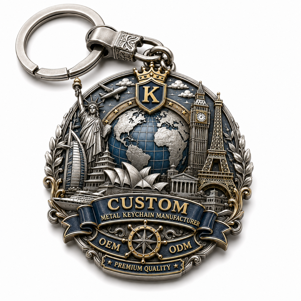 Custom 3D metal keychains with logo and plating
