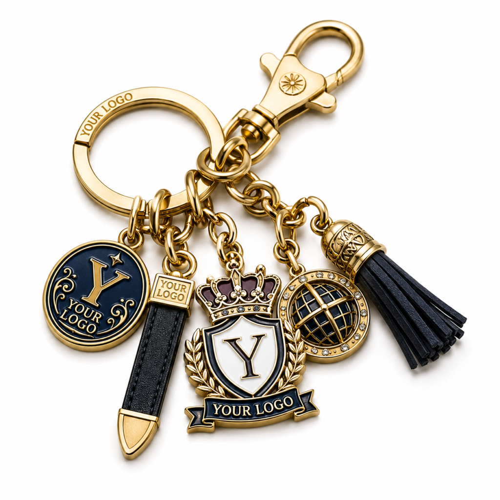 Custom metal multi charm keychains with personalized design