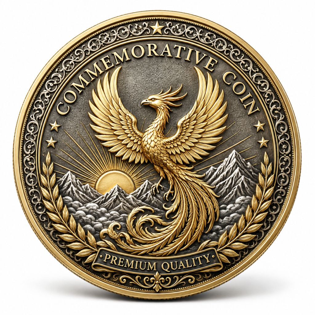 Custom souvenir coins with embossed logo and antique finish