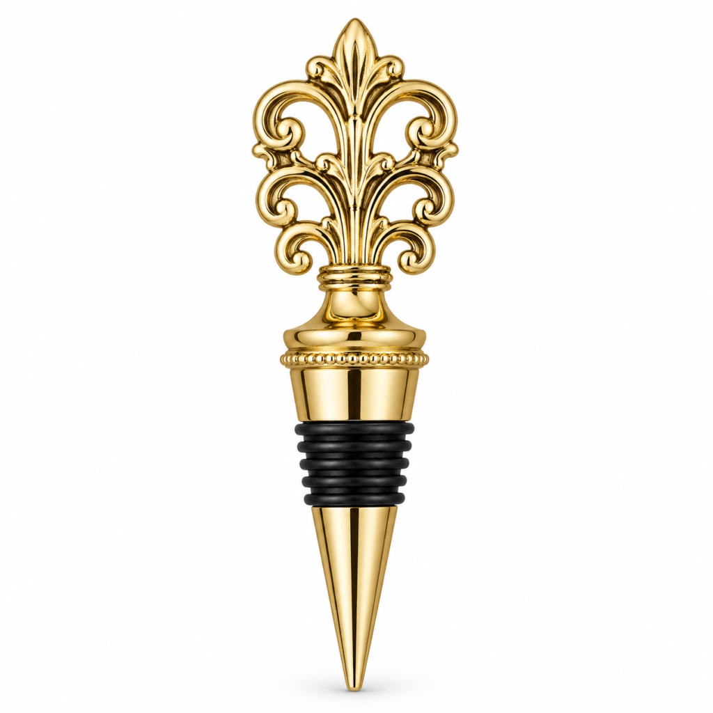 Custom wine stoppers with logo and decorative metal tops