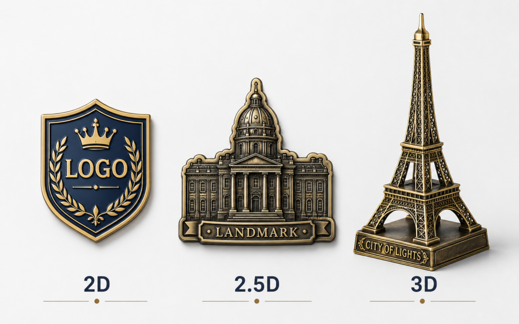 2D 2.5D and 3D custom metal products comparison