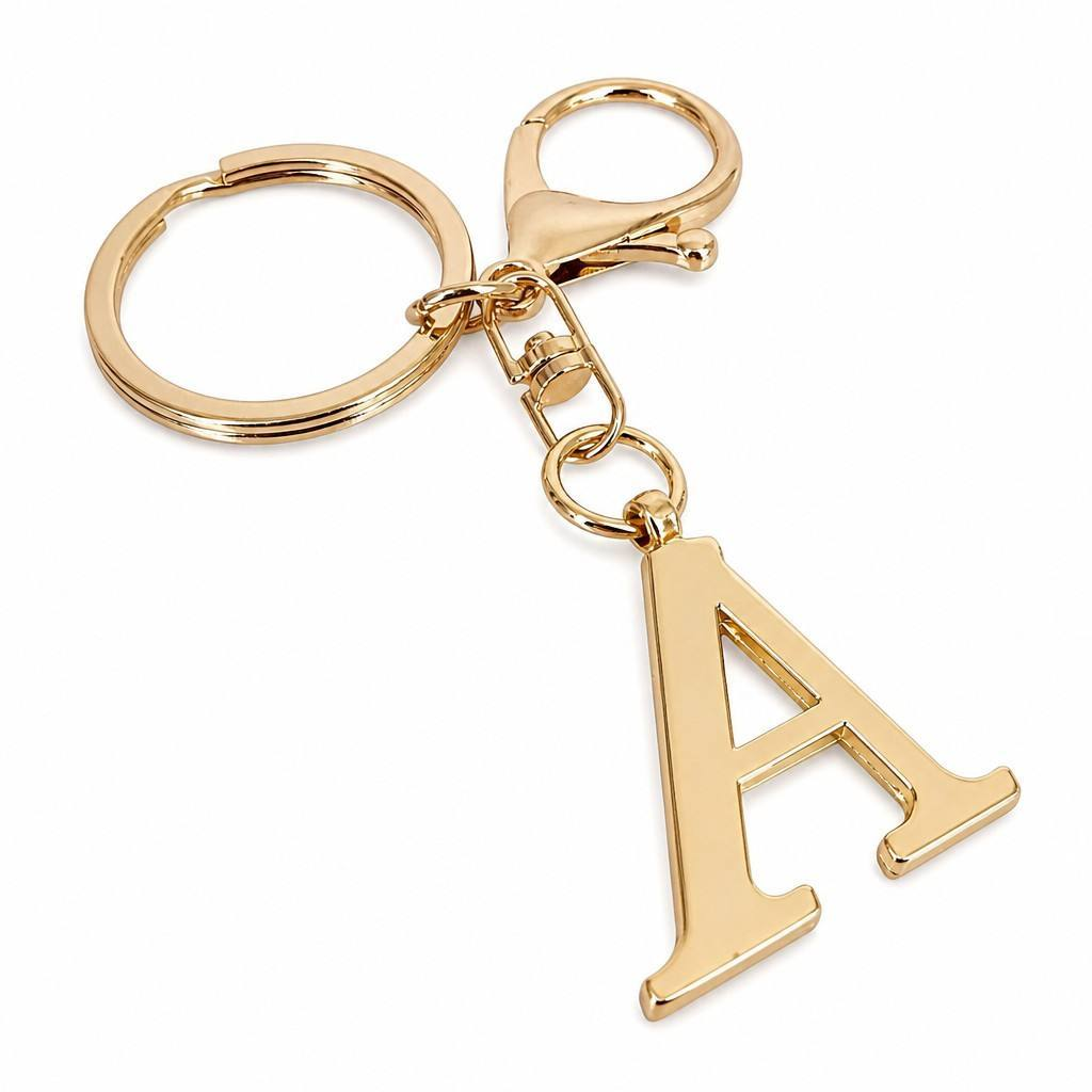 Custom letter bag charms with personalized initials and metal finishes