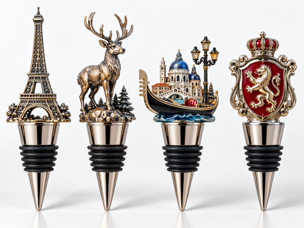 Decorative wine stoppers for souvenir and retail collections
