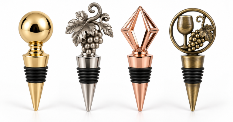 Custom metal wine stoppers in different designs