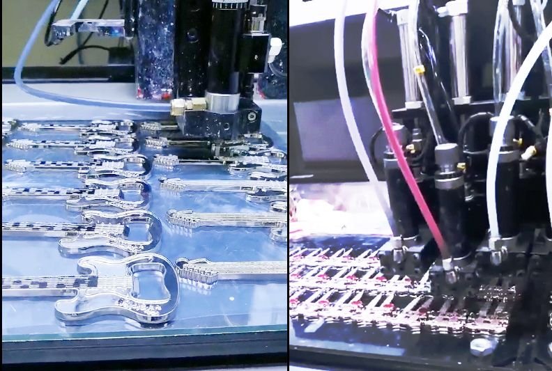 Close view of the enamel drip colour filling process on metal gift parts