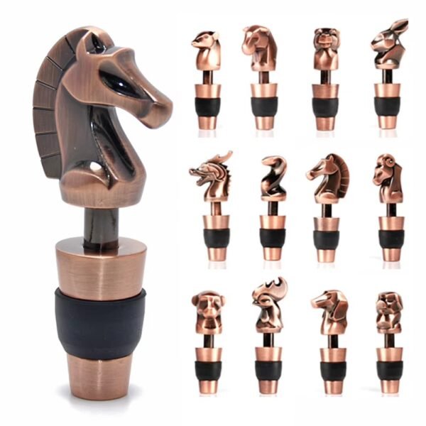 Copper plated dinosaur head bottle stopper with detailed sculpting