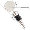 Engravable wine stopper with round custom logo cap showing 3.3 cm and 10.3 cm dimensions