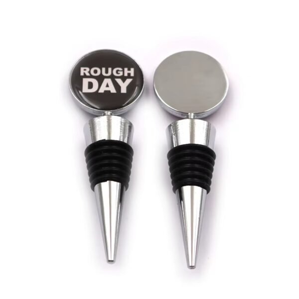 Personalized wine stopper with Holiday Day round branded cap