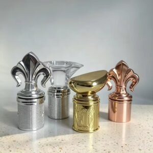 Metal bottle cap adapters in silver gold and copper finish