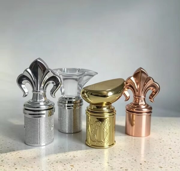 Metal bottle cap adapters in silver gold and copper finish