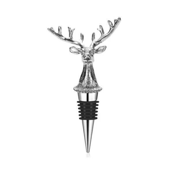 Silver zinc alloy wine stopper with deer antler detail for wineries