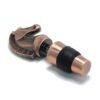 Copper plated dinosaur head wine stopper fitted on a bottle neck