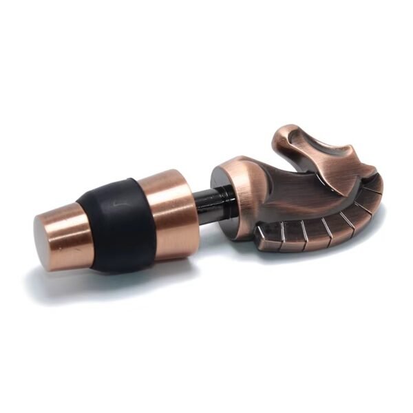 Copper plated dinosaur bottle stopper assembled with silicone seal