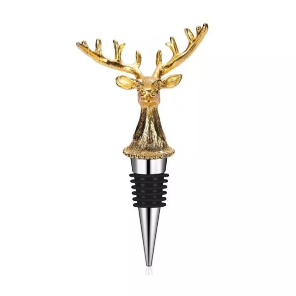 Gold zinc alloy wine stopper with deer antler texture