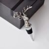 Silver zinc alloy wine stopper in black presentation box