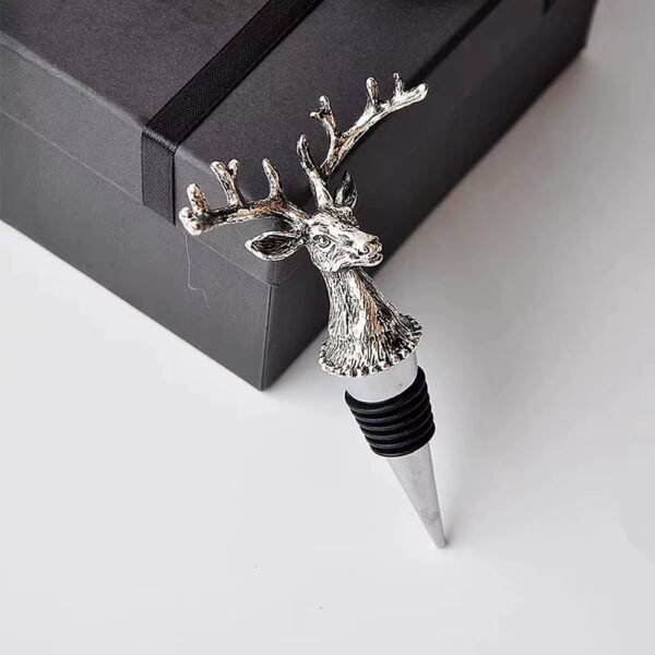 Silver zinc alloy wine stopper in black presentation box