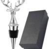 Zinc alloy wine stopper with deer antler design in a black gift box